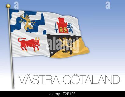 Vastra Gotaland regionalen Flagge, Schweden, Vektor, Abbildung Stock Vektor