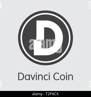 DAC - Davinci Münze. Das Symbol oder Wappen von Geld, Markt Emblem, ICOs Münzen und Token Symbol. Stock Vektor
