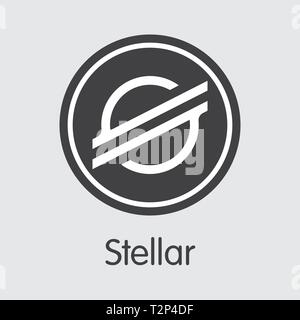 XLM-Stellar. Das Symbol oder Wappen von Crypto Münzen, Markt Emblem, ICOs Münzen und Token Symbol. Stock Vektor