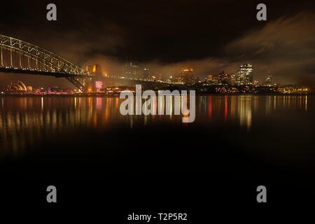 Sydney Skyline bei Nacht Stockfoto