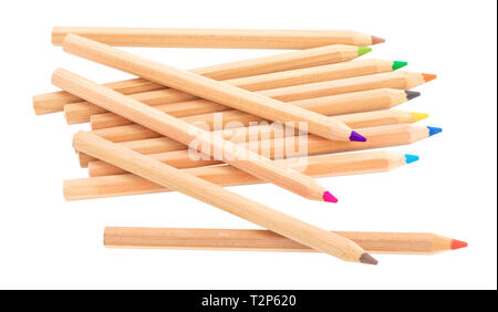 Sortierte Buntstifte, auf weißem Hintergrund. Stockfoto