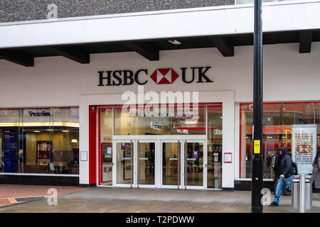 Birmingham, England - 17. März 2019: Der Eingang zum Zweig der HSBC Bank in New Street Stockfoto