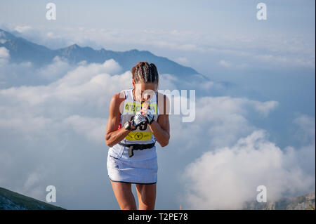 Bergamo Italien: September 2014 Bergrennen von 38 km Stockfoto