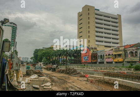 Sanierung der Segget River entlang der Jalan Wong Ah Fook, Johor Bahru, Malaysia Stockfoto