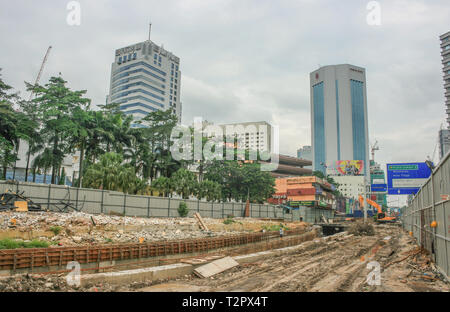 Sanierung der Segget River entlang der Jalan Wong Ah Fook, Johor Bahru, Malaysia Stockfoto