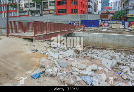 Sanierung der Segget River entlang der Jalan Wong Ah Fook, Johor Bahru, Malaysia Stockfoto