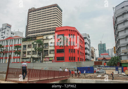 Sanierung der Segget River entlang der Jalan Wong Ah Fook, Johor Bahru, Malaysia Stockfoto