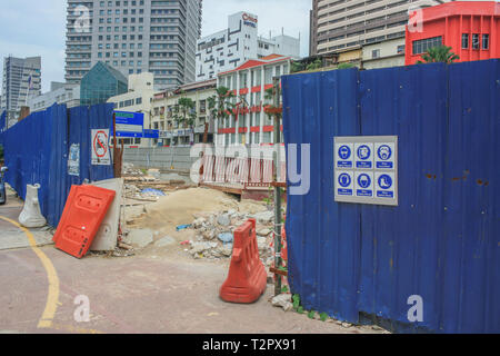 Sanierung der Segget River entlang der Jalan Wong Ah Fook, Johor Bahru, Malaysia Stockfoto