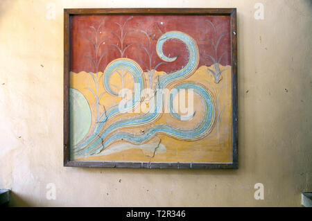 Octopus Tentakeln Wandbild, Knossos, Kreta Stockfoto