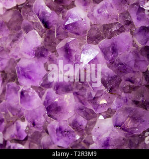 Großes Stück lebendiger Roh amethyst an die Mineralien Ausstellung close up Stockfoto