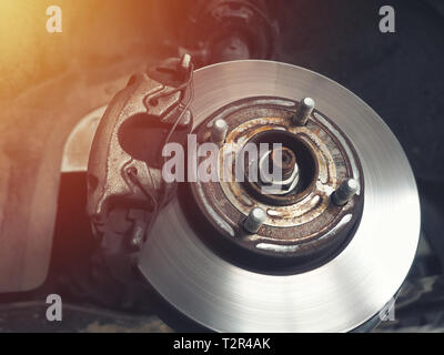 Auto Bremsscheibe ohne Räder closeup Stockfoto