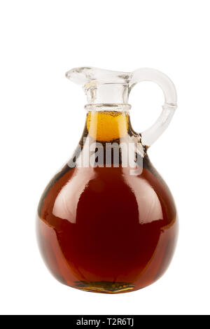 Dekorative traditionellen Ahornsirup Flasche aus Kanada. Auf weissem Hintergrund. Stockfoto