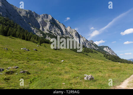 Wanderung von Bindalm zur Halsalm und zurück zum Hintersee. Stockfoto