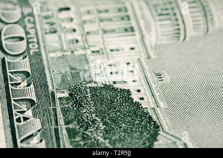 Der United States Capitol auf der Rückseite 50 Amerikanische Dollar bill Close-up. Stockfoto