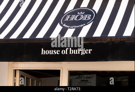 Schild Haus der Burger, ein Restaurant in Sevilla Stockfoto