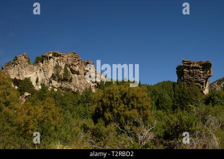 Felsformationen in Caleufu Fluss, Neuquen, Patagonien Argentinien Stockfoto