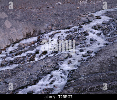 Kanada, Alberta, Jasper National Park, Dieser gletscherbach aus der Athabasca Gletscher verbindet andere Ströme der Sunwapta River zu bilden. Stockfoto