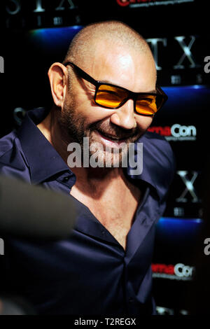 Schauspieler Dave Bautista kommt an der STXfilms Präsentation Roter Teppich für CinemaCon's "Die Lage der Branche: Vergangenheit, Gegenwart und Zukunft" im Kolosseum im Caesars Palace am 2. April 2019 in Las Vegas, Nevada. Stockfoto