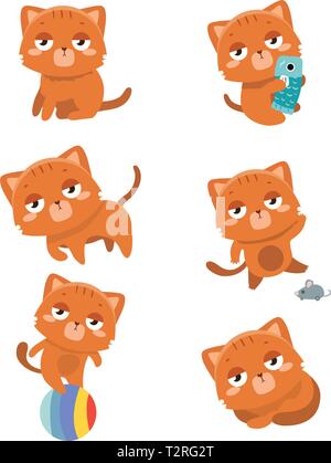 Satz von verschiedenen cartoon Katzen. Stock Vektor