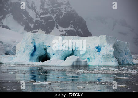 Landschaft und Eisberge in der Antarktis Gerrard Bay, Lemaire Kanal, Antarktische Halbinsel. Stockfoto