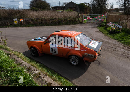 Peter Jackson fahren einen Ford Escort MK 2 bis 18 insgesamt im Jahr 2019 Legende Brände North West Etappen Rallye Stockfoto