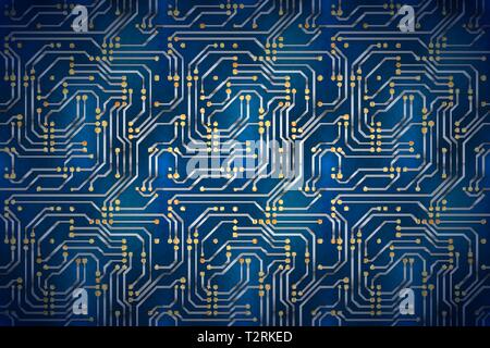 Blau futuristisch Platine, elektronische Motherboard breite detaillierte Hintergrundinformationen Stock Vektor