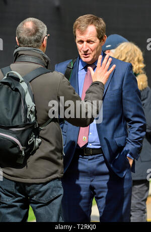 Alastair Campbell - Journalist, Sender, politischer Berater und Autor, ehemaliger Downing Street drücken Sie die Sekretärin für Tony Blair. College Green, Westminst Stockfoto