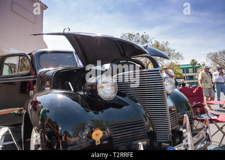 Naples, Florida, USA - März 23,2019: Schwarz 4-Tür 1939 Chevy Master auf der 32. jährlichen Neapel Depot Classic Car Show in Naples, Florida. Leitartikel Stockfoto