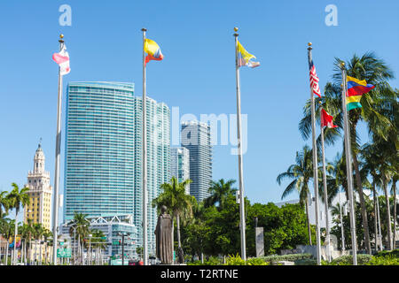 Miami Florida, Biscayne Boulevard, Freedom Tower, Symbol. Wahrzeichen, Hochhaus Wolkenkratzer Gebäude Gebäude, Eigentumswohnungen Stockfoto