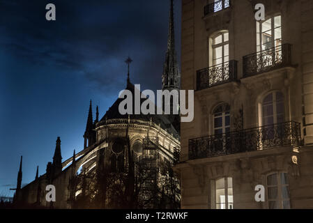 Abendliche Blick von Notre Dame auf der Ile Saint Louis, Paris Stockfoto