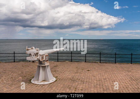 Marinegeschütz am Vorgewende Hartlepool auf der Küste von Nordostengland, Bestandteil des Küstenmeeres Abwehrkräfte im zweiten Weltkrieg Stockfoto