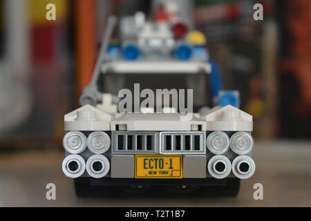 Foto der LEGO ECTO-1 Auto von vorne Stockfoto