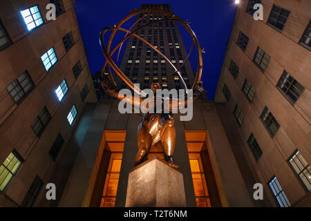 Atlas, Rockefeller Center, New York City Stockfoto