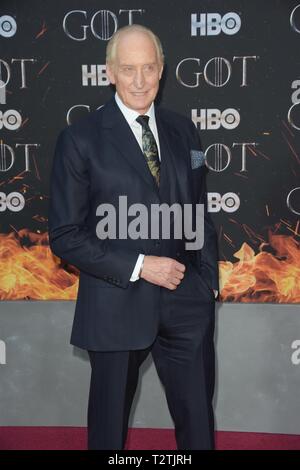 New York, USA. 03 Apr, 2019. NEW YORK, NY - 3. APRIL: Charles Dance besucht die eine Für die letzte Saison der "Spiel der Throne' am 3. April 2019 in New York, NY Credit: Imagespace/Alamy leben Nachrichten Stockfoto