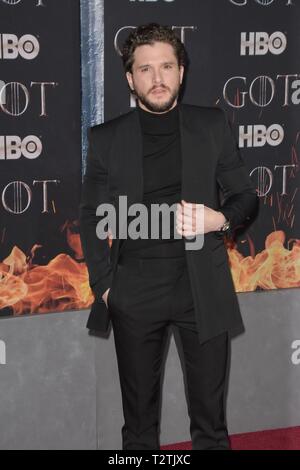 New York, USA. 03 Apr, 2019. NEW YORK, NY - 3. APRIL: Kit Harrington nimmt eine für die letzte Saison der "Spiel der Throne' am 3. April 2019 in New York, NY Credit: Imagespace/Alamy leben Nachrichten Stockfoto