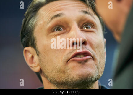 München, Deutschland. 03 Apr, 2019. headcoach Niko Kovac (FCB), Team Manager, Trainer, halbe Größe, Porträt, FC BAYERN MÜNCHEN - 1.FC Heidenheim 5-4 DFB-Pokal, DFB-Pokal, München, April 03, 2019 Saison 2018/2019, Fussball, München, Viertelfinale, Viertelfinale © Peter Schatz/Alamy leben Nachrichten Stockfoto