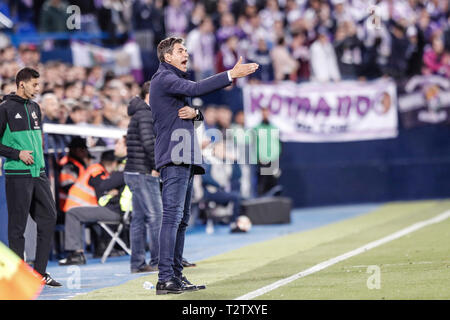 4. April 2019, Estadio Municipal de Butarque, Leganes, Spanien; La Liga Fußball, Leganes gegen Valladolid; Mauricio PELLEGRINO Trainer von CD Leganes Stockfoto