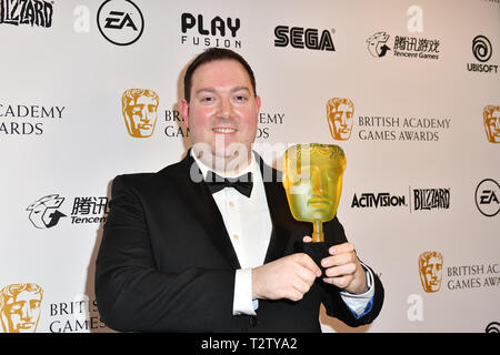 London, Großbritannien. 4. Apr 2019. Sieger: Alte Schule RuneScape von Phil Maniell an der British Academy Award (BAFTA) Spiele in der Queen Elizabeth Hall, Southbank Centre am 4. März 2019, London, UK. Bild Capital/Alamy leben Nachrichten Stockfoto