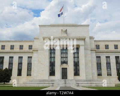 Der Blick auf die Außenfassade des Federal Reserve Building in Washington, DC Stockfoto