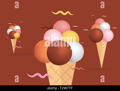 Zusammenfassung Einfache geometrische Eis Vector Illustration für Web und Print in braun, rosa und gelben Farben. Stock Vektor