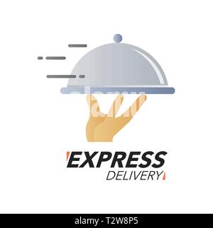 Express Delivery Symbol Konzept. Hand hält das Gericht Symbol für Service, Bestellung, schnelle, kostenlose und weltweitem Versand. Modernes Design Vector Illustration. Stock Vektor