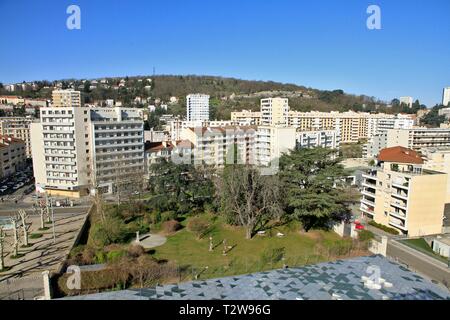 Abbildung der Stadt Saint Etienne, Montaud - Grand Clos Bezirk. Saint Etienne, Loire, Frankreich Stockfoto