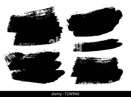 Pinselstriche. Vektor Pinsel eingestellt. Grunge Design Elemente. Rechteck Textfelder. Schmutzige not Textur Banner. Tinte spritzt. Grunge lackiert Zie Stock Vektor