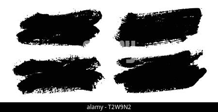 Pinselstriche. Vektor Pinsel eingestellt. Grunge Design Elemente. Rechteck Textfelder. Schmutzige not Textur Banner. Tinte spritzt. Grunge lackiert Zie Stock Vektor