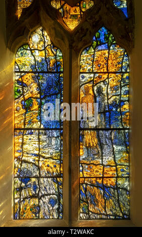 Jesus treffen Kleopas und sein Begleiter auf dem Weg nach Emmaus, Thomas Denny, 2007, Millington Kirche, Yorkshire Wolds, Großbritannien Stockfoto