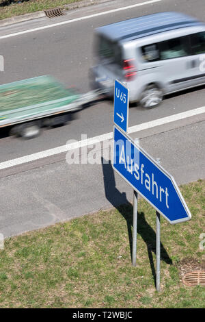 Deutsche Schild: Autobahnausfahrt Stockfoto