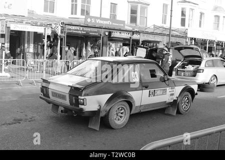 Cambrian Rally, Llandudno, Wales. Die Bilder in Schwarzweiß getroffen werden Stockfoto