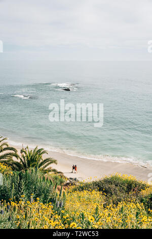 Blick auf den Strand von Treasure Island Park, in Laguna Beach, Orange County, Kalifornien Stockfoto