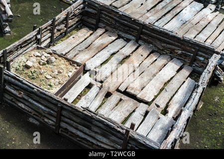 Brest, Belarus - 28. Juli 2018: Berestye Archäologisches Museum - Ostslawischen Holz- Stadt aus dem 13. Jahrhundert. Stockfoto