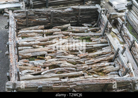 Brest, Belarus - 28. Juli 2018: Berestye Archäologisches Museum - Ostslawischen Holz- Stadt aus dem 13. Jahrhundert. Stockfoto